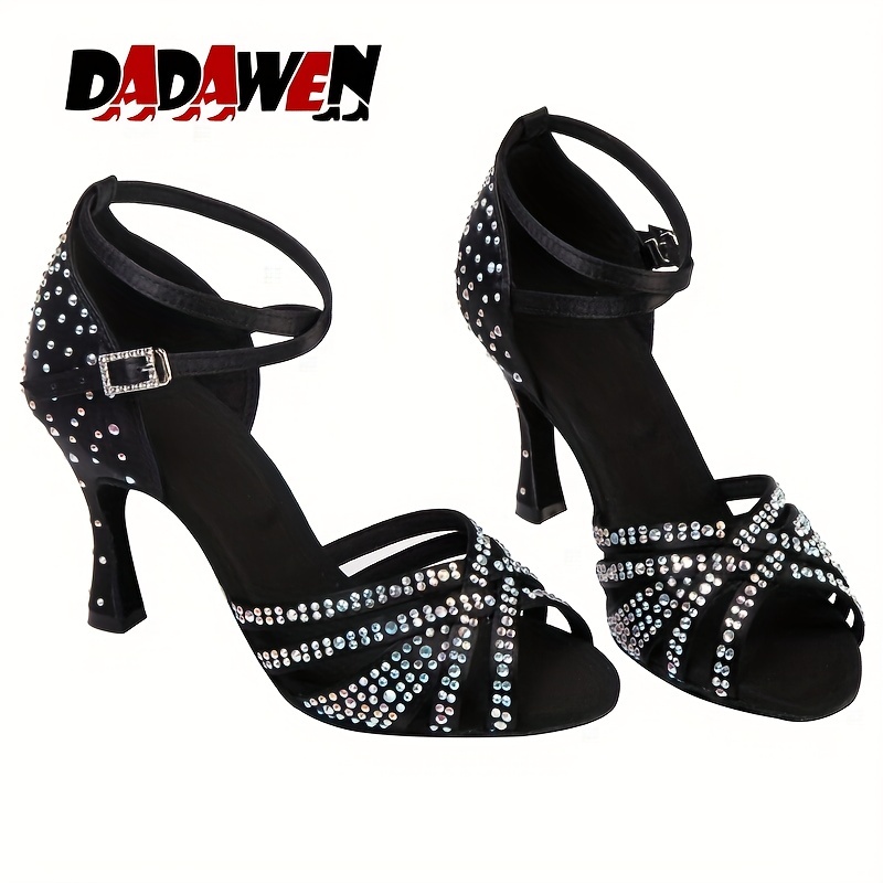 Women's Rhinestone Latin Dance Shoes Ankle Strap Sandals