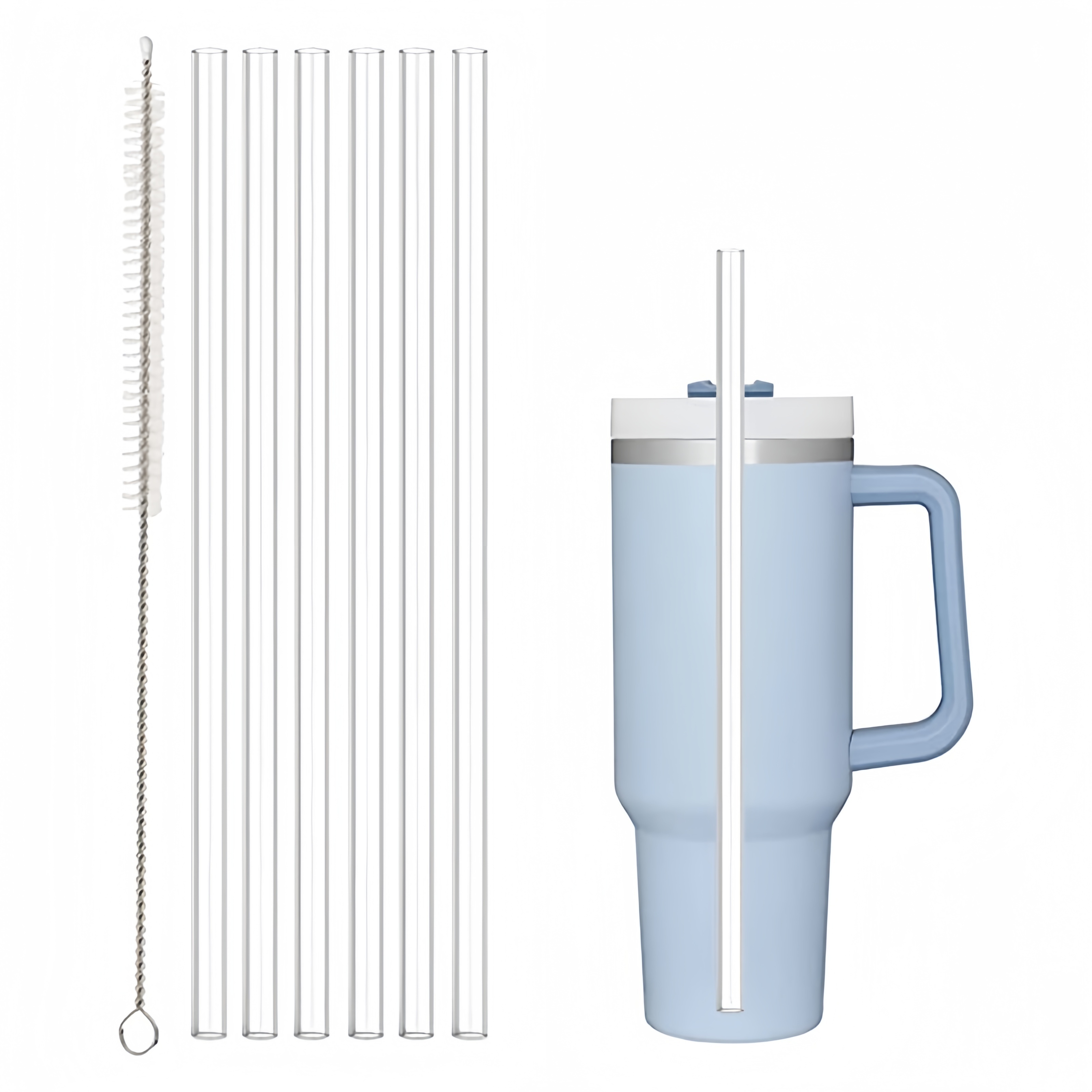 Stanley Cup Accessories: Straw Cover 5pcs, Metal Straws 2pcs and Straw Cleaner Brush 1pcs, Stylish Stanley Boot 1Pcs