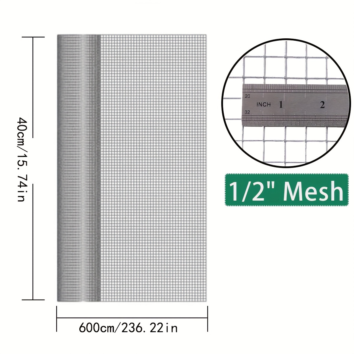 LucaSng Hardware Cloth 1/2 inch Chicken Wire Mesh Fencing Metal Screen 15.7  in x 10 ft （0.4mx3.05m）