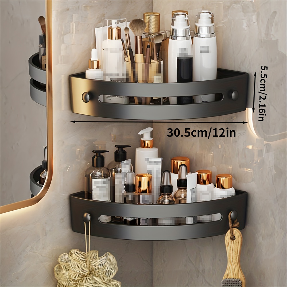 1pc Traceless Adhesive Bathroom Corner Shelf, Wall Mounted