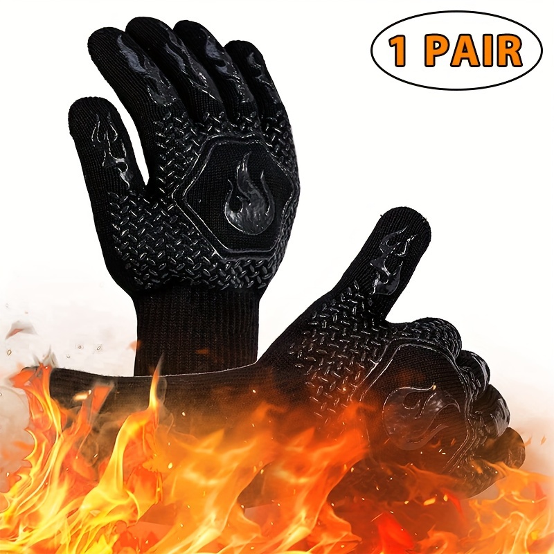 Renewgoo GooChef FlameOn BBQ Grilling Gloves Silicone Heat Resistant Oven Mitts to 1472°F / 800°C, Kitchen Grill