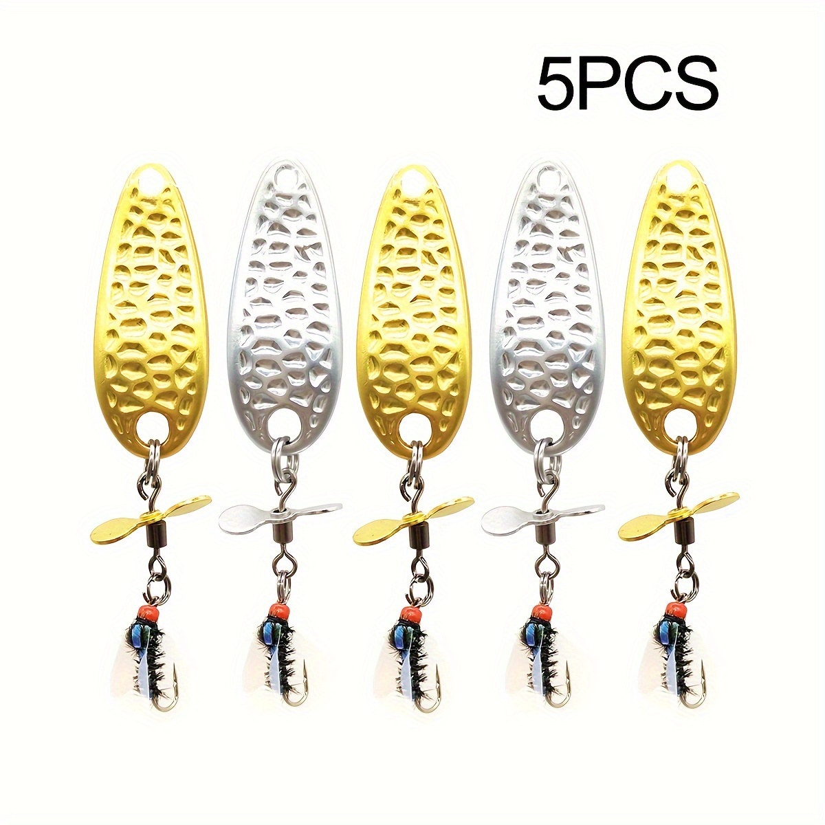 5pcs 0.18oz Simulated Metal Spoon Fishing Lures With Propeller For Salmon  Bass Trout, Fly Fishing Bait, Fishing Accessories For Freshwater