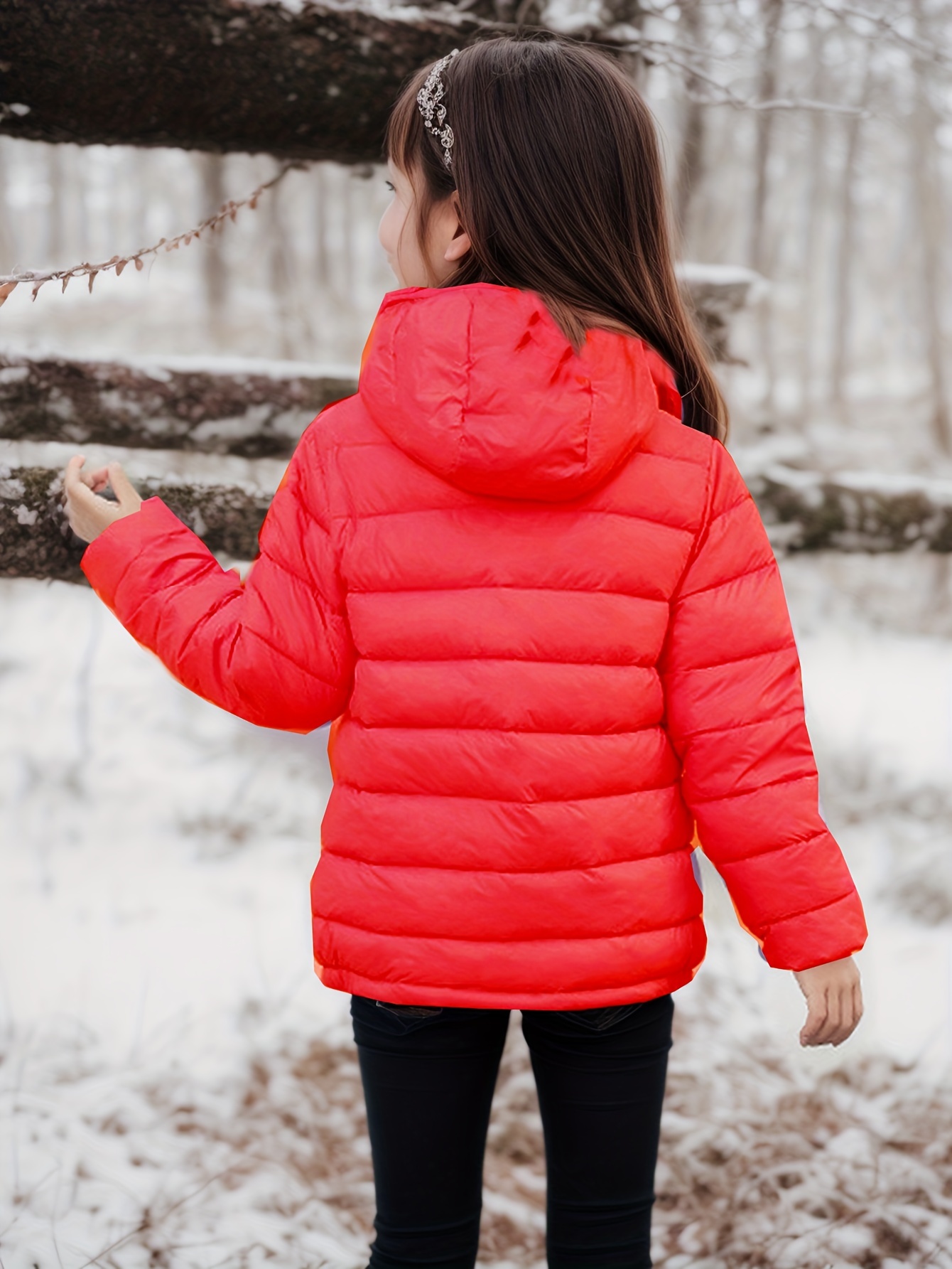 Chaqueta de invierno ligera con capucha para niños, estilo plumífero  delgado imitación plumón