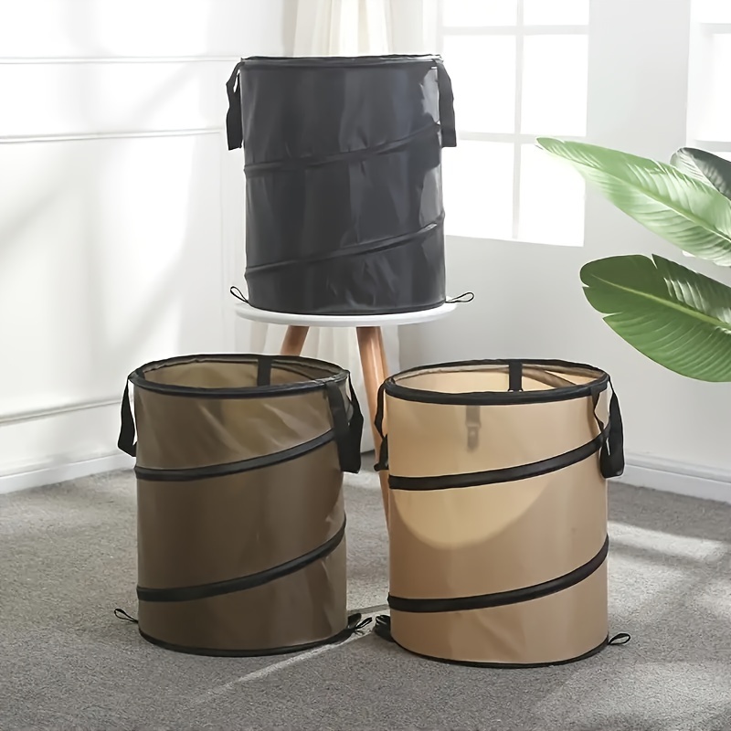 

1pc Portable Pop-up Trash Can With Clips, Collapsible Yard Waste Bin, Leaf Barrel For Outdoor Camping And Tent Use, Durable Material (random Color)