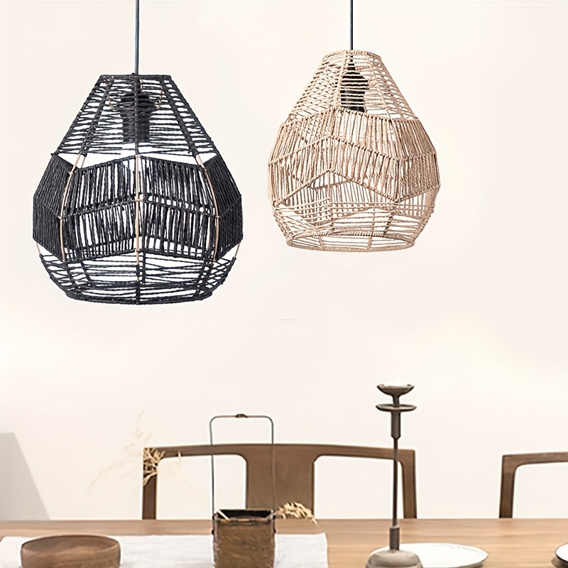 Rattan deals black lampshade