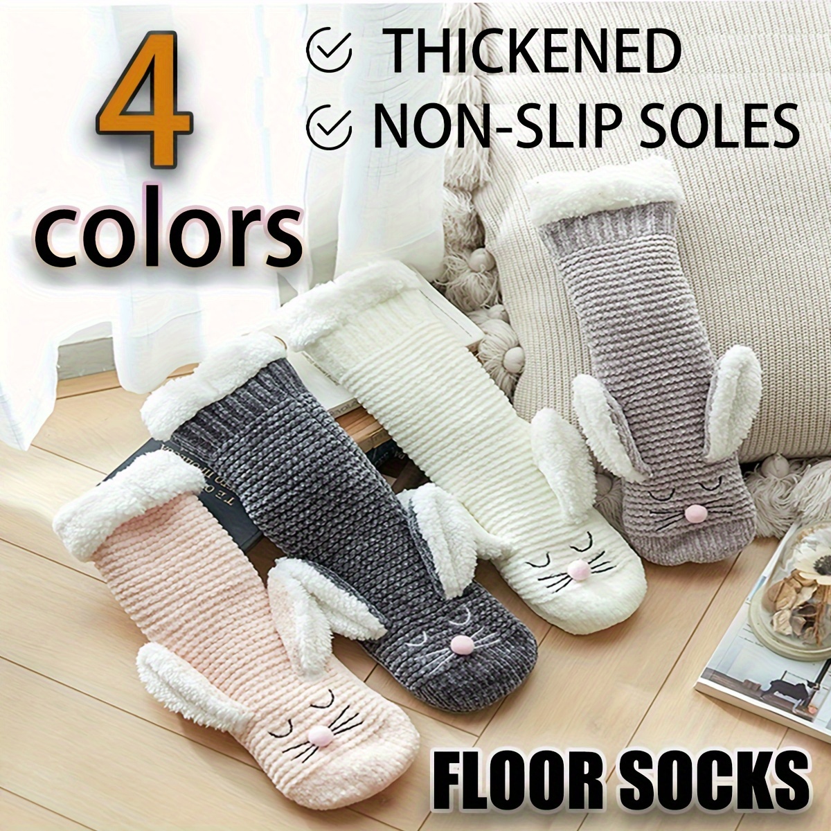 Slipper Socks Women Grippers Winter Warm Grip Soft Fluffy - Temu