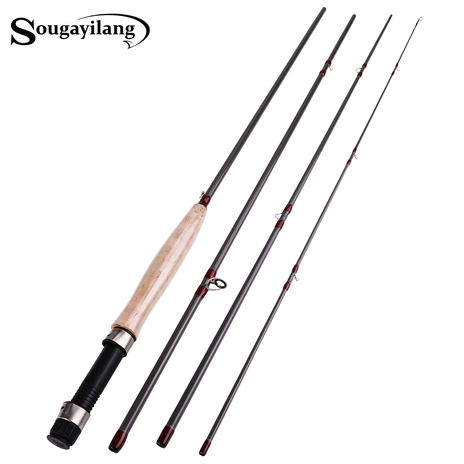 Sougayilang 5-Section Carbon Fiber Fly Fishing Rod for Travel -  Lightweight, Durable, and Portable