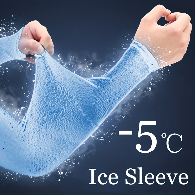 2pcs(1pair) Women's Ice Silk Arm Sleeves Sports Sleeve Sun Protection Hand Cover Cooling Gloves for Running Cycling Fishing Details 1