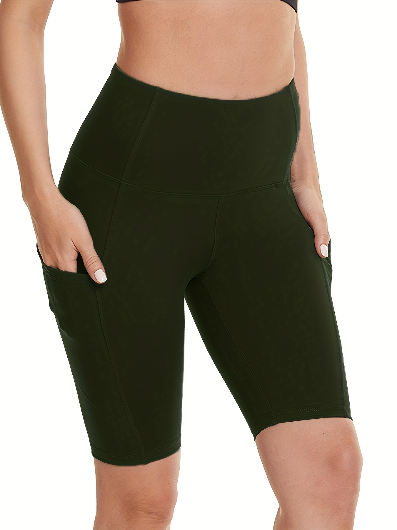 Women's Solid Yoga Shorts Side Pocket Comfortable Stylish - Temu