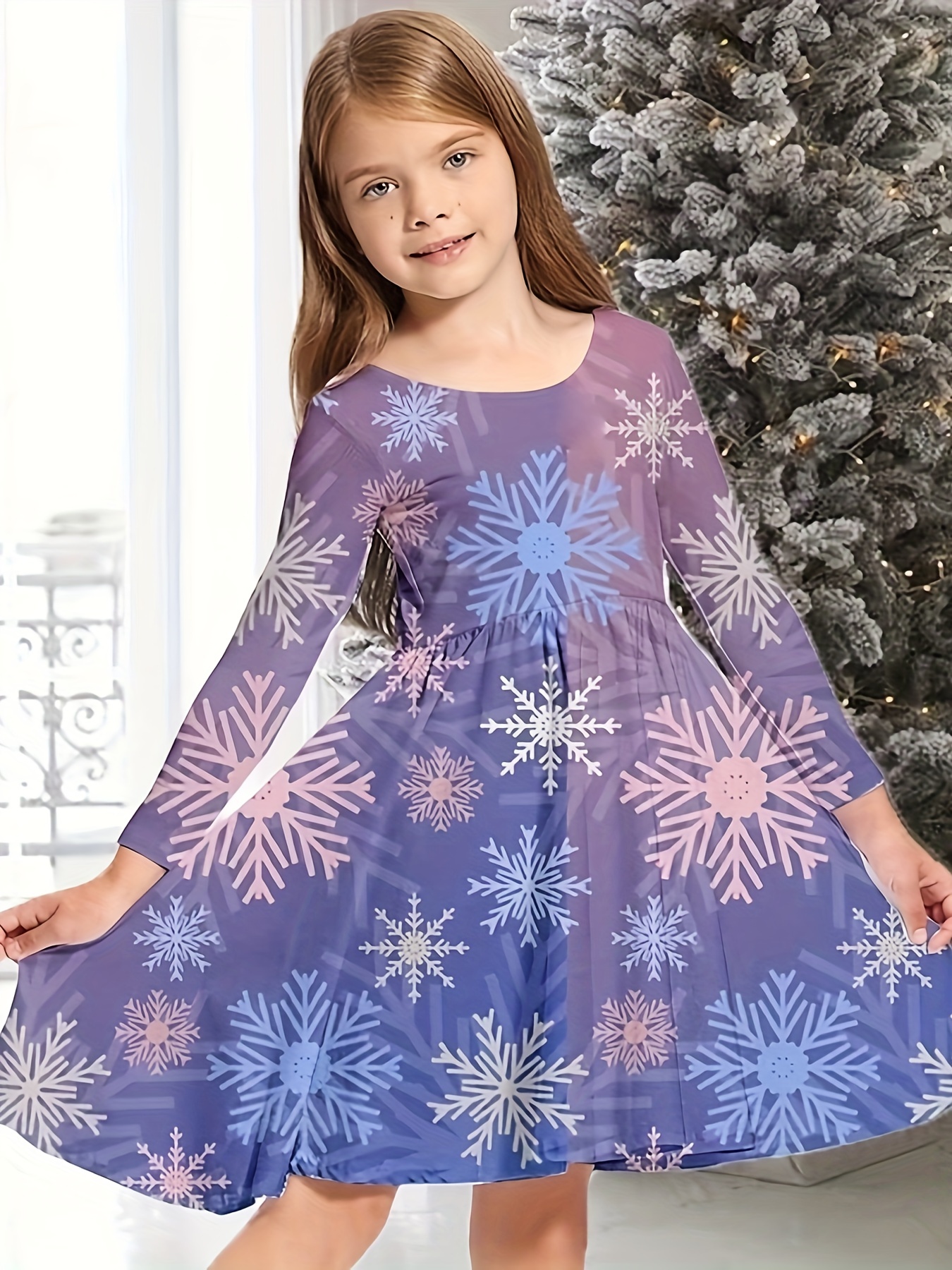 Girls Dress Legging Christmas Set 3D Christmas Tree Long Sleeve