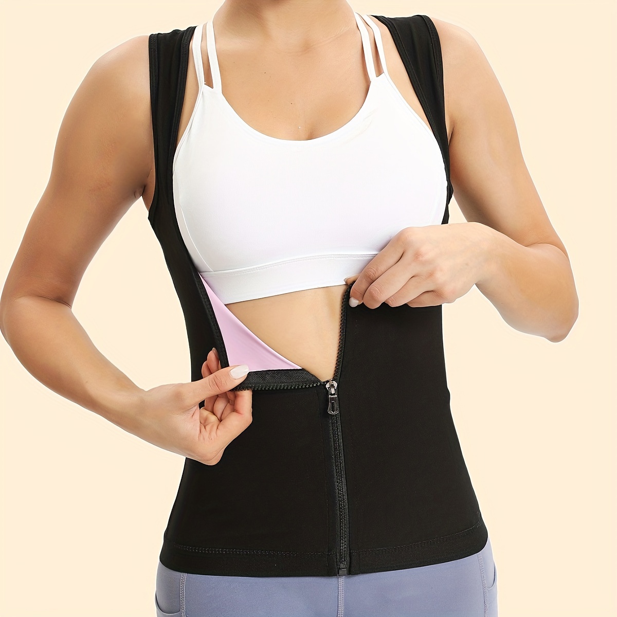 Sauna Suit For Women, Waist Trainer With Zipper, Workout Sweatband, Waist  Trimmer, Tummy Control For Body Shaper