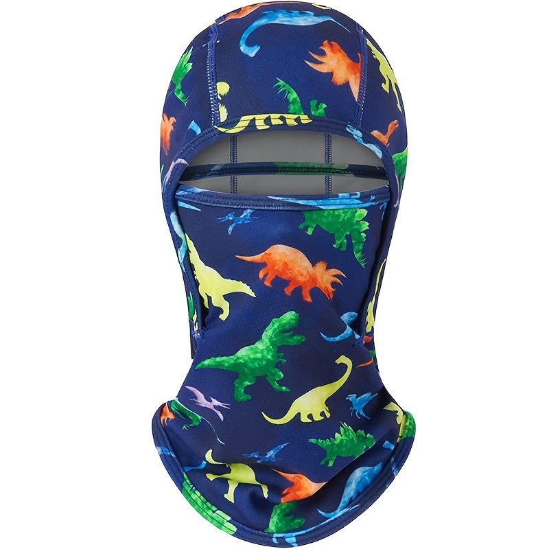Cagoule coupe-vent dinosaure pour enfant, masque de ski chaud pour