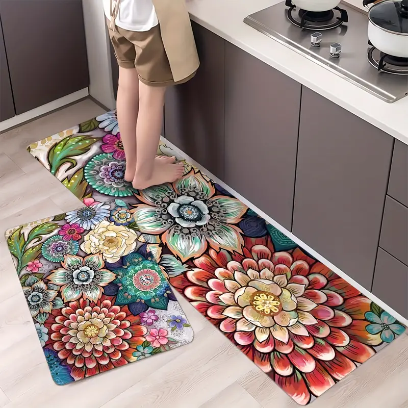 Floormat, Memory Foam Cushion Mat, Kitchen Mat for Floor, Kitchen Rug, Bath  Mat, Farmhouse Kitchen, Floral Mat, Cushion Mat, Colorful Rug 