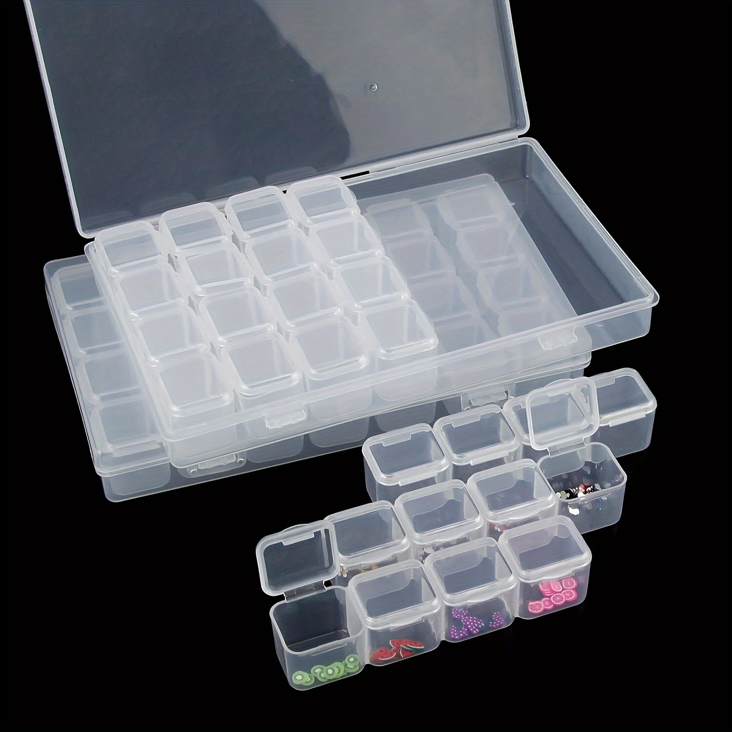 Large Clear Bead Organizer Box - 24 Slots Diamond Painting Storage  Containers, 5d Diamond Embroidery Accessories Bead Organizer Case With  Label Sticke
