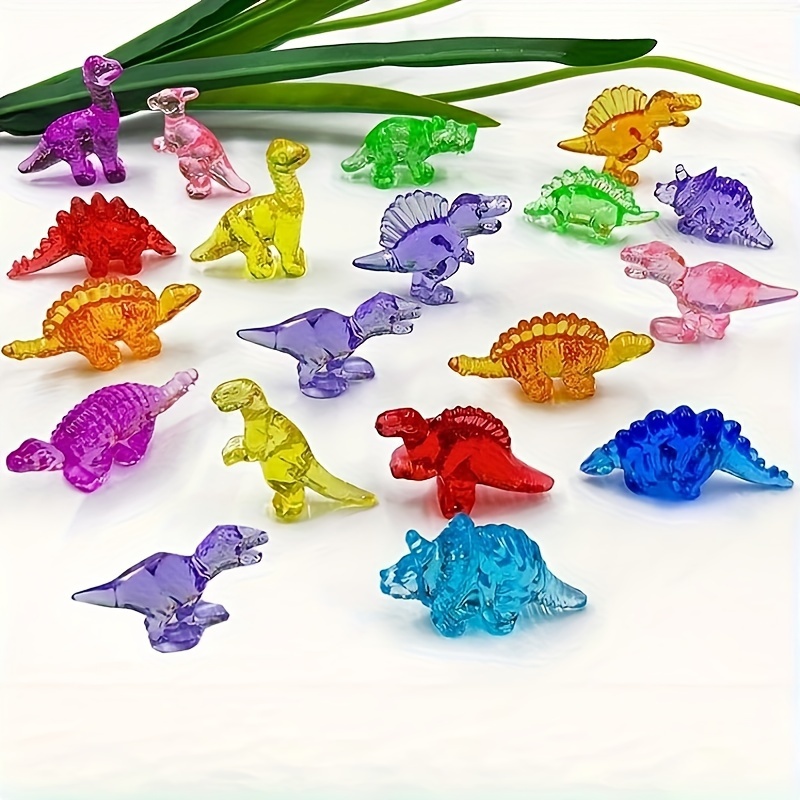 

24pcs Dinosaur Toys Acrylic Dino Christmas Decoration Toys, Diy Colorful Gems Happy Birthday Party Gifts Toys