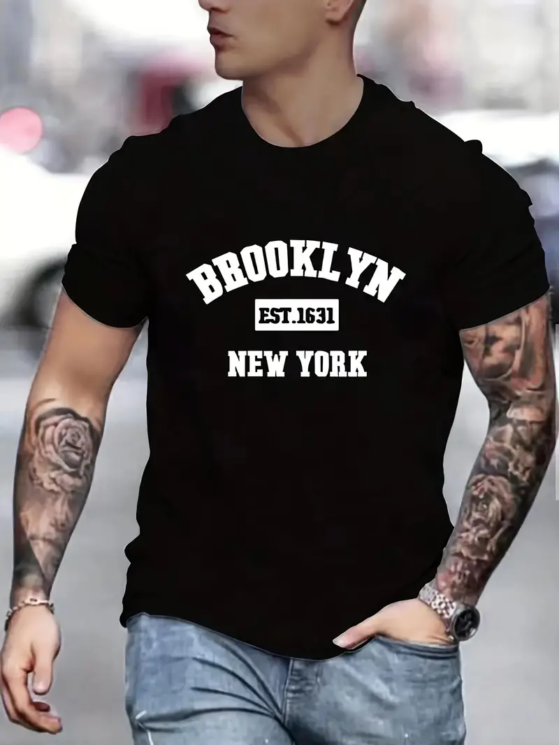 Camiseta Estampado 'brooklyn New York' Camisetas Hombre - Temu Mexico