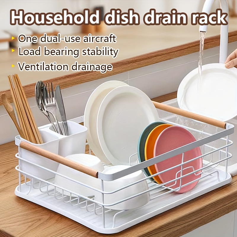 Dual Layers Wood Bowls Plates & Dishes & Chopsticks & Spoons  Collection Shelf Dish Kitchen Countertop Drain Rack Dish Holder Storage  Organizer Drainers