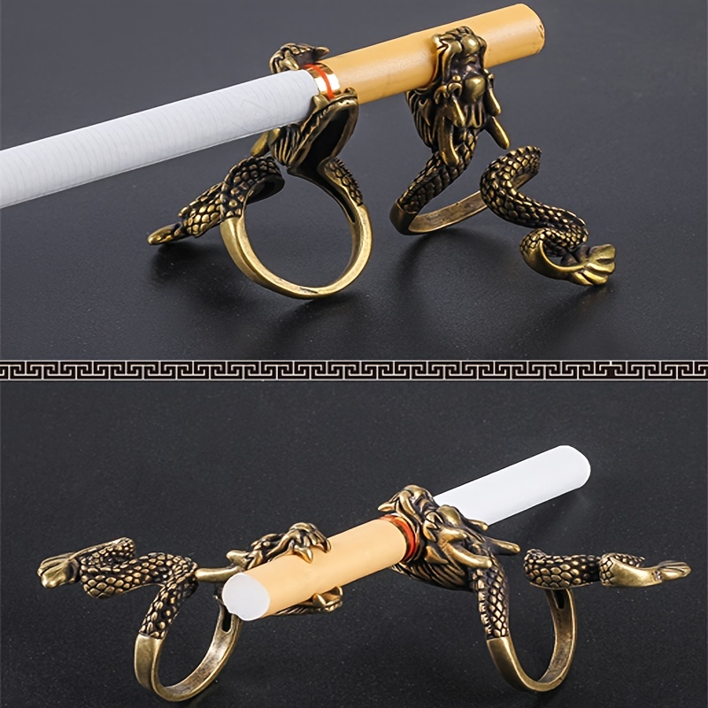 Cigarette Holder Dragon Ring Rack Metal Smoker Finger Clip Hand Rack Men  Gift*