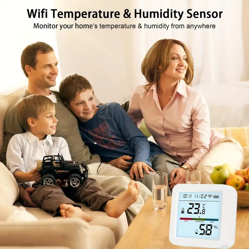 Smart WiFi Thermometer Hygrometer Indoor Room Digital Temperature Humidity  Sensor With APP Notification Alert, Data Storage, LCD Backlight, WiFi Therm
