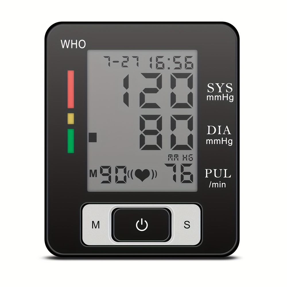 Monitor de presión arterial automático para la salud de la muñeca, medidor  de pulso, frecuencia cardíaca, tonómetro, esfigmomanómetro, pulsómetro LCD