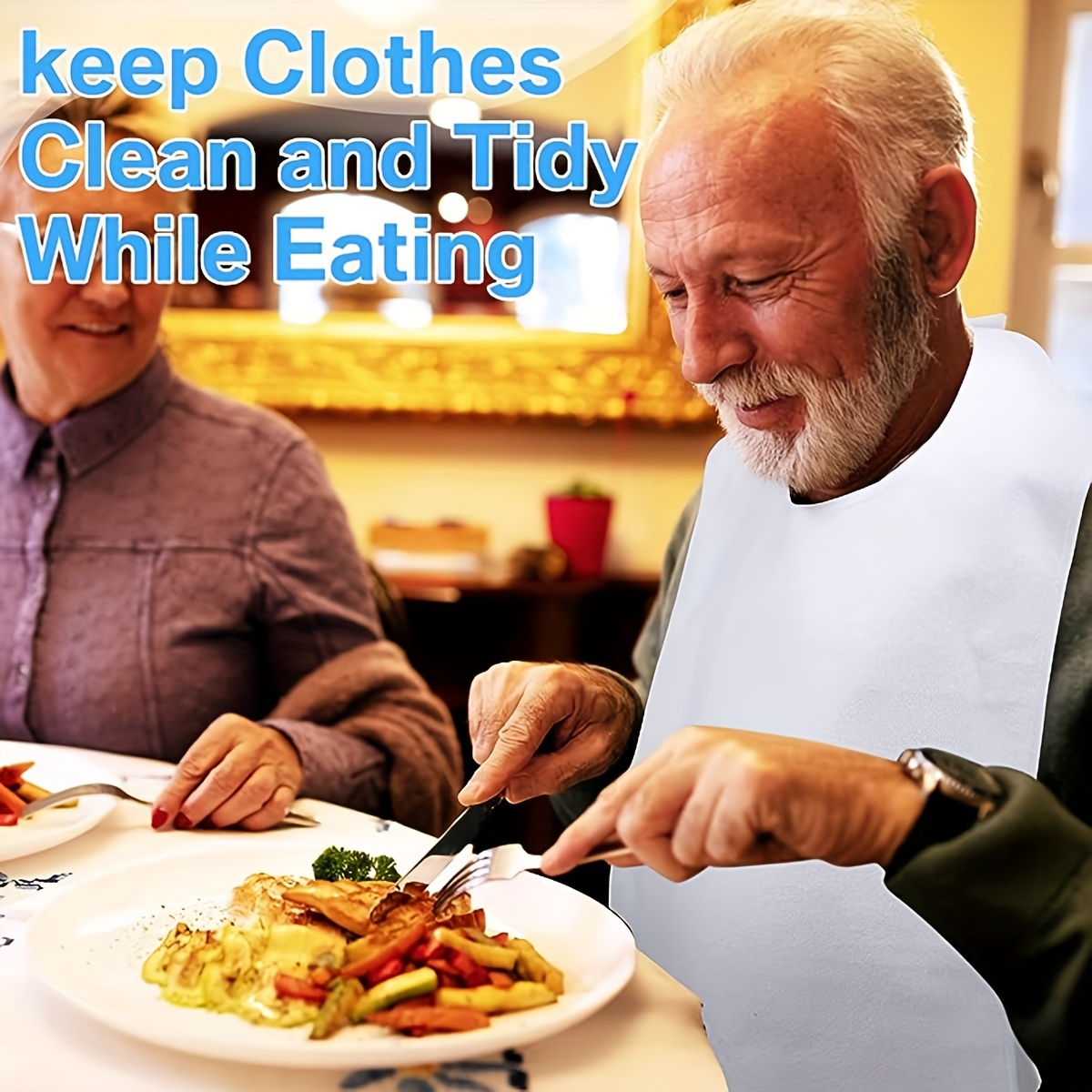 Adjustable Waterproof Bib for Elderly and Adults