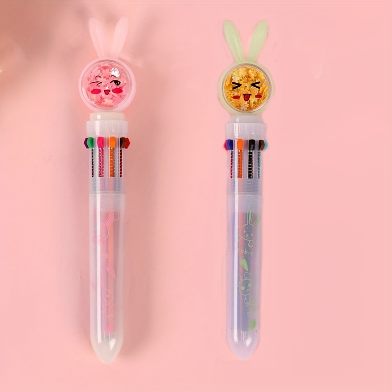 3pcs/set, Cute Rabbit Girls Retractable Ballpoint Pen, For Girls Women,  Back To School, School Supplies, Kawaii Stationery, Colors For School,  Markers