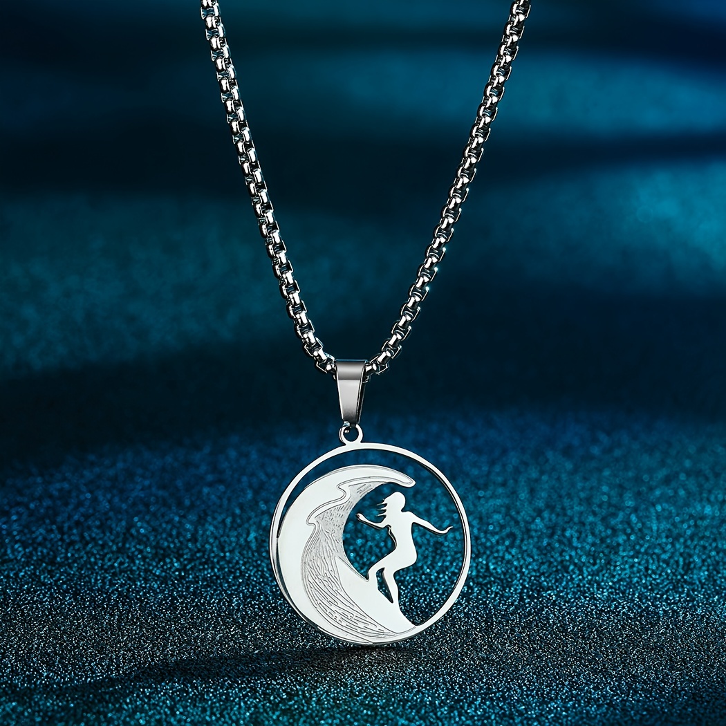 HANA LIMA Unisex Stainless Steel & Leather Adjustable Necklace With Pewter Pendant