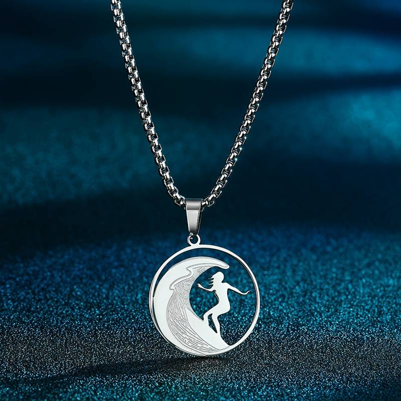HANA LIMA Unisex Stainless Steel & Leather Necklace - Adjustable, Tribal Pendant - Viking/Biker Style