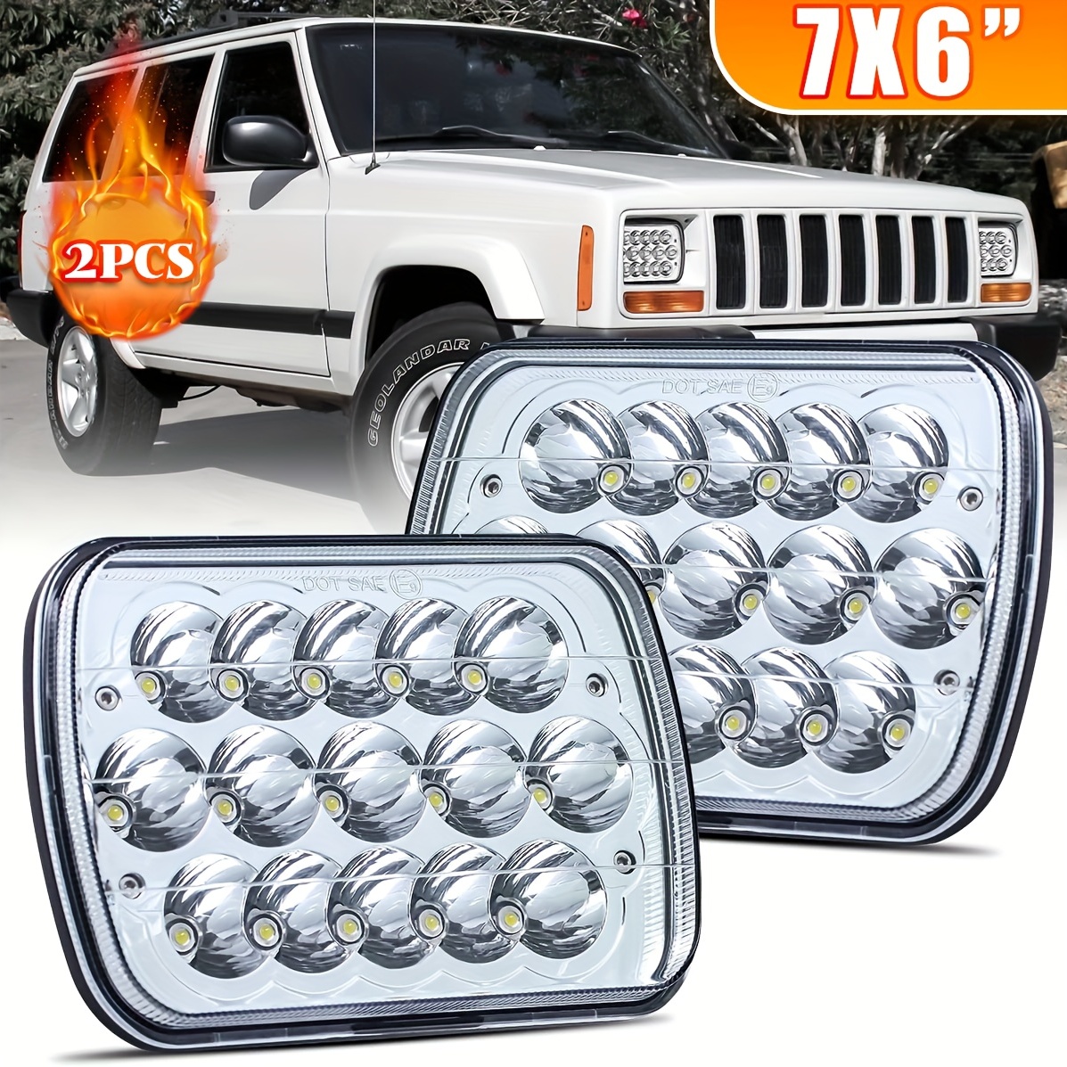 5x7In LED Headlights H6054 7x6 Headlamp 2pcs Hi/Low Sealed Beam Headlight  For Je Ep Offroad Truck * Ford With H6014 H6052 6054 H5054 H6054LL