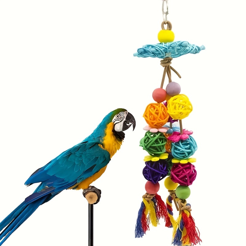 

Parrot Toys, Bird Toys, Star Rattan Ball Shaped Bite Toys Parrot Swing Toys Bird Chewing Toy Bird Cage Hanging Decor Accessories