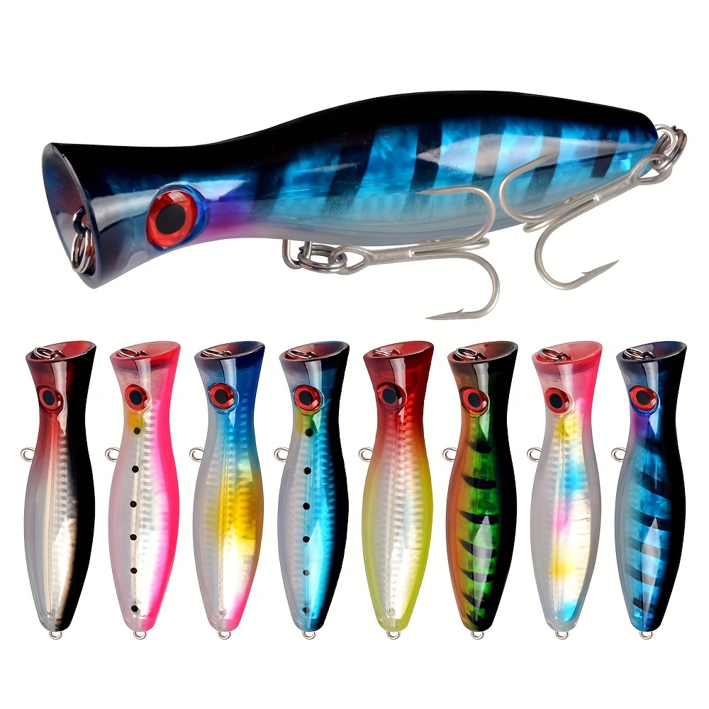 6pcs Premium Top Water Popper Crankbait Fishing Lure for Sea Bass and Pike  Trolling - Hard Bait Artificial Wobbler with Floating Design