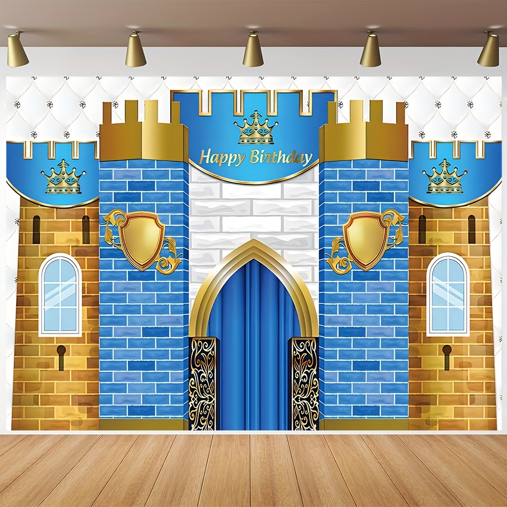 1pc, Royal Prince Birthday Photography Backdrop, Vinyl Medieval Castle Cake  Table Decoration Banner Photo Studio Props 82.6X59.0 Inch/94.4X70.8 Inch