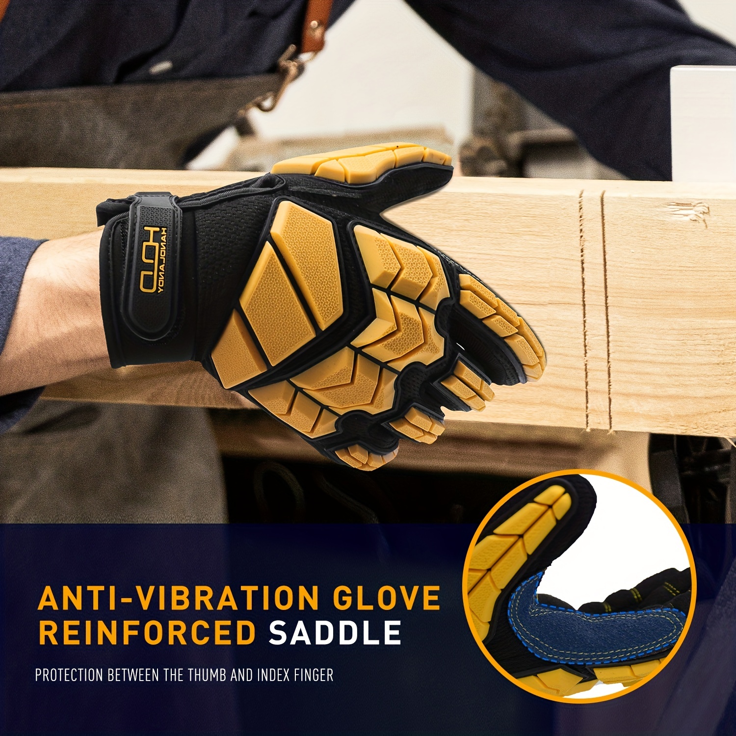 AIGEVTURE Anti Vibration Work Gloves Men TPR Impact Reducing Mechanic  Gloves SBR Fingers & Palm Padded Safety Work Gloves