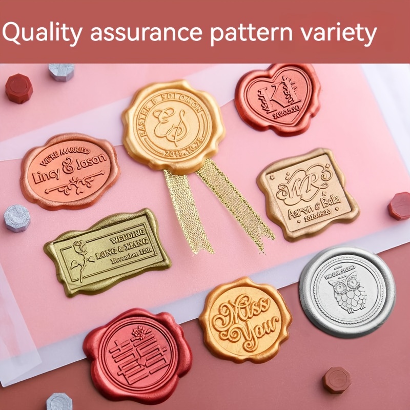50pcs Adhesive Wax Seal Stickers Bear Wax Seal Stickers Wedding Invitation Envelope Seals Vintage Pre-Made Wax Stickers for Valentine's Day Birthday