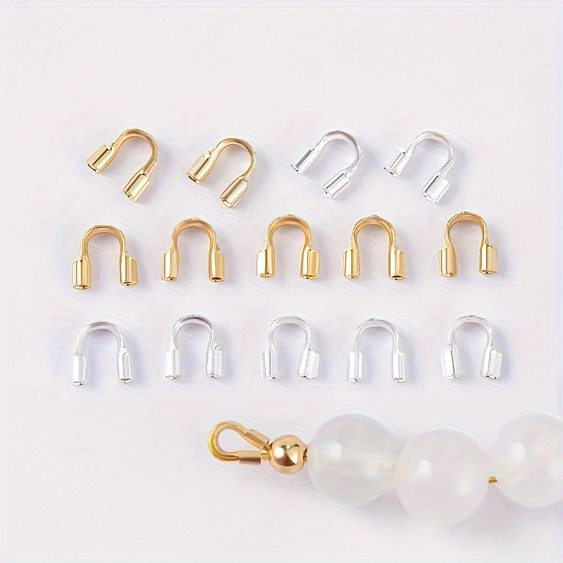 600pcs Wire Guardian U-Shaped Wire Guard Loops Wire Cable Thread Protectors with A Box Accessories for DIY Craft Earring Bracelet Necklace Jewelry