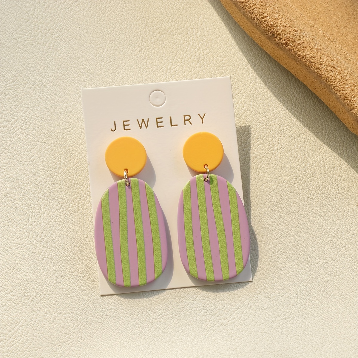 

Purple Oval Shape Green Lines Pattern Dangle Earrings Elegant Coquette Style Acrylic Jewelry Trendy Female Gift