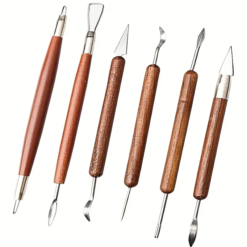 Clay Sculpture Tools Wooden Handle Ceramic Carving Craft Pottery Ceramics  Sculpting Tools Modeling Double-sided Set - Temu