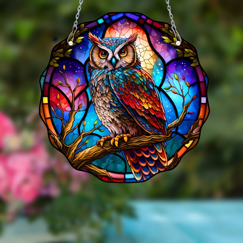 Owl Stained Acrylic Window Hangings Suncatcher Indoor Decor - Temu