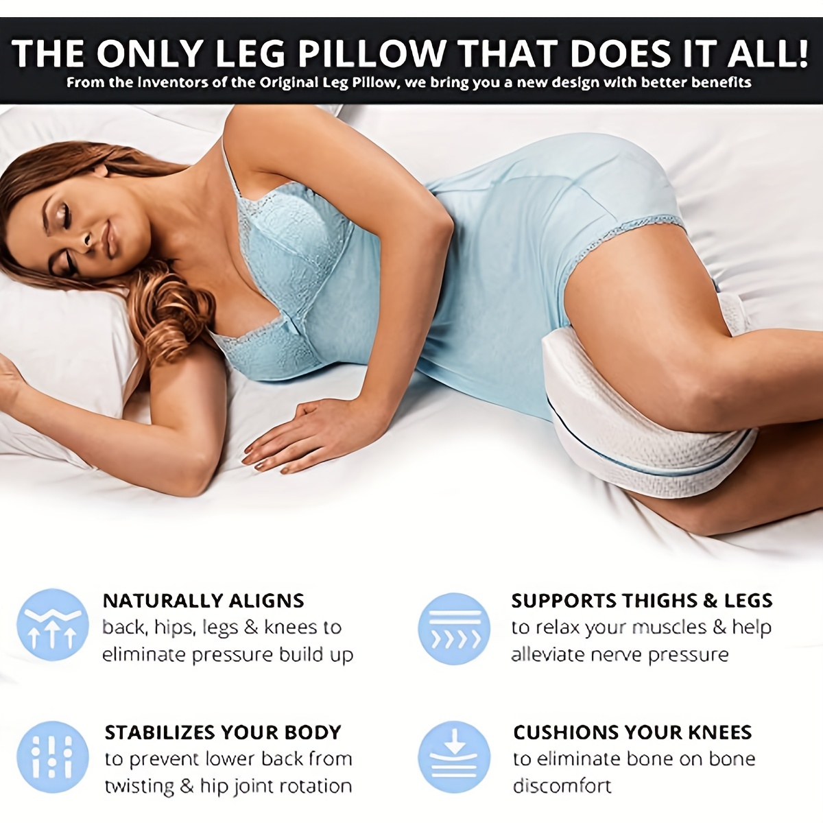 4colors Memory Foam Sleep Roll Pillow Cusions Foam Knee Pillow Leg Support  Pillow For Knee Leg Support Pregnant Woman W7G9