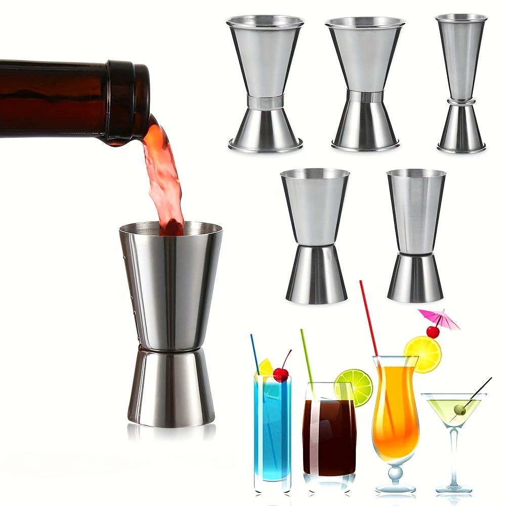 Curled Stainless Steel Double Ended Measuring Glass Cocktail