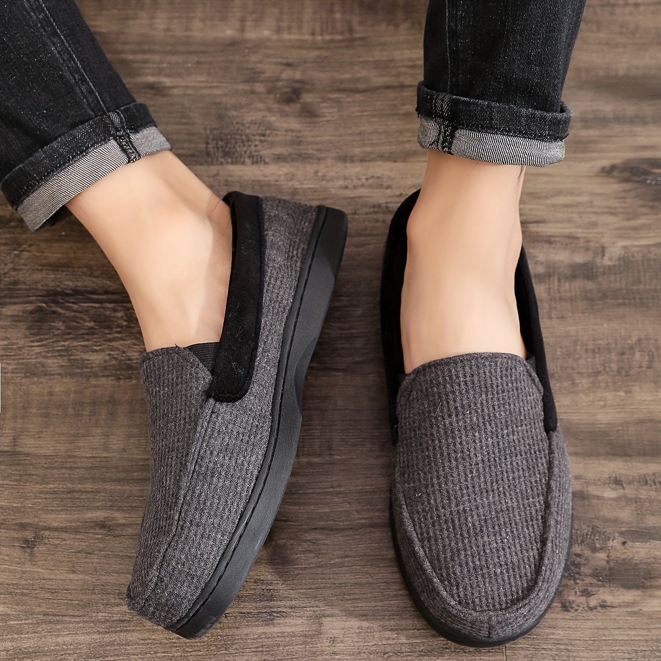 Men's Cozy Anti-Skid House Slippers with Fuzzy Lining