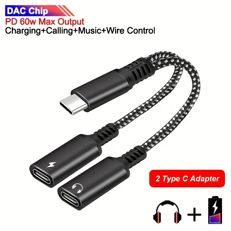 CABLING® USB type C femelle Port de charge adaptateur convertisseur audio  jack écouteurs avec prise jack 3,5 mm pour USB Type C
