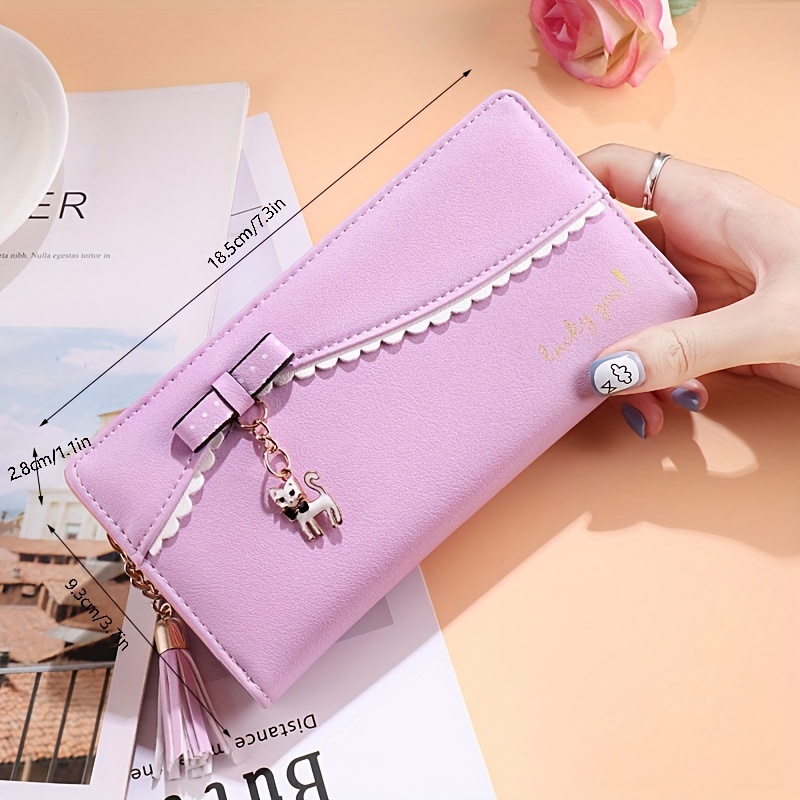 Fashion Women Wallets Female PU Leather Wallet Mini Ladies Purse Zipper  Clutch Bag Money Card Holder for Women Girl(Purple)
