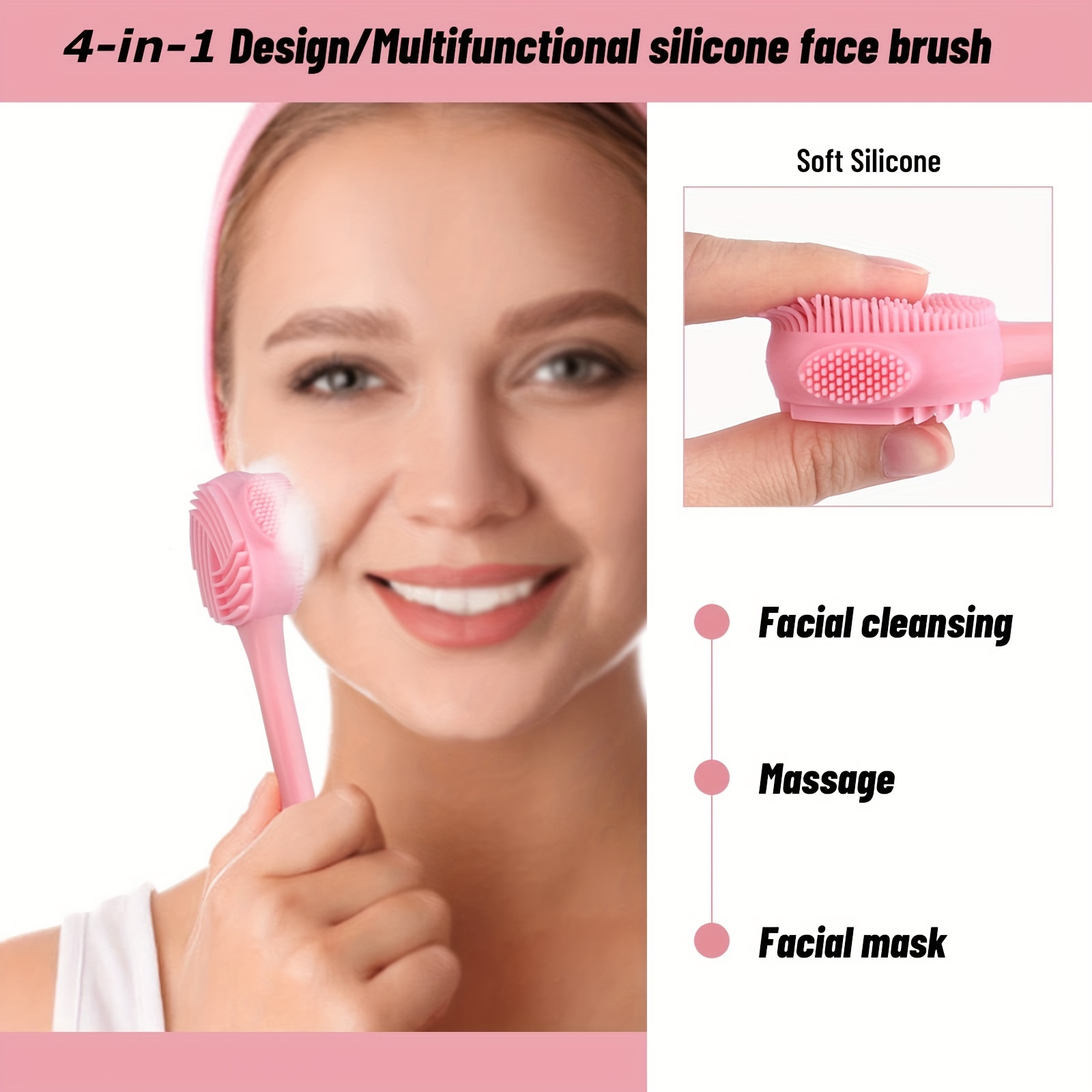 Cepillo de limpieza - Cepillo de limpieza facial de cerdas suaves 2 en 1,  cepillo exfoliante de doble cara, cepillo exfoliante de puntos negros