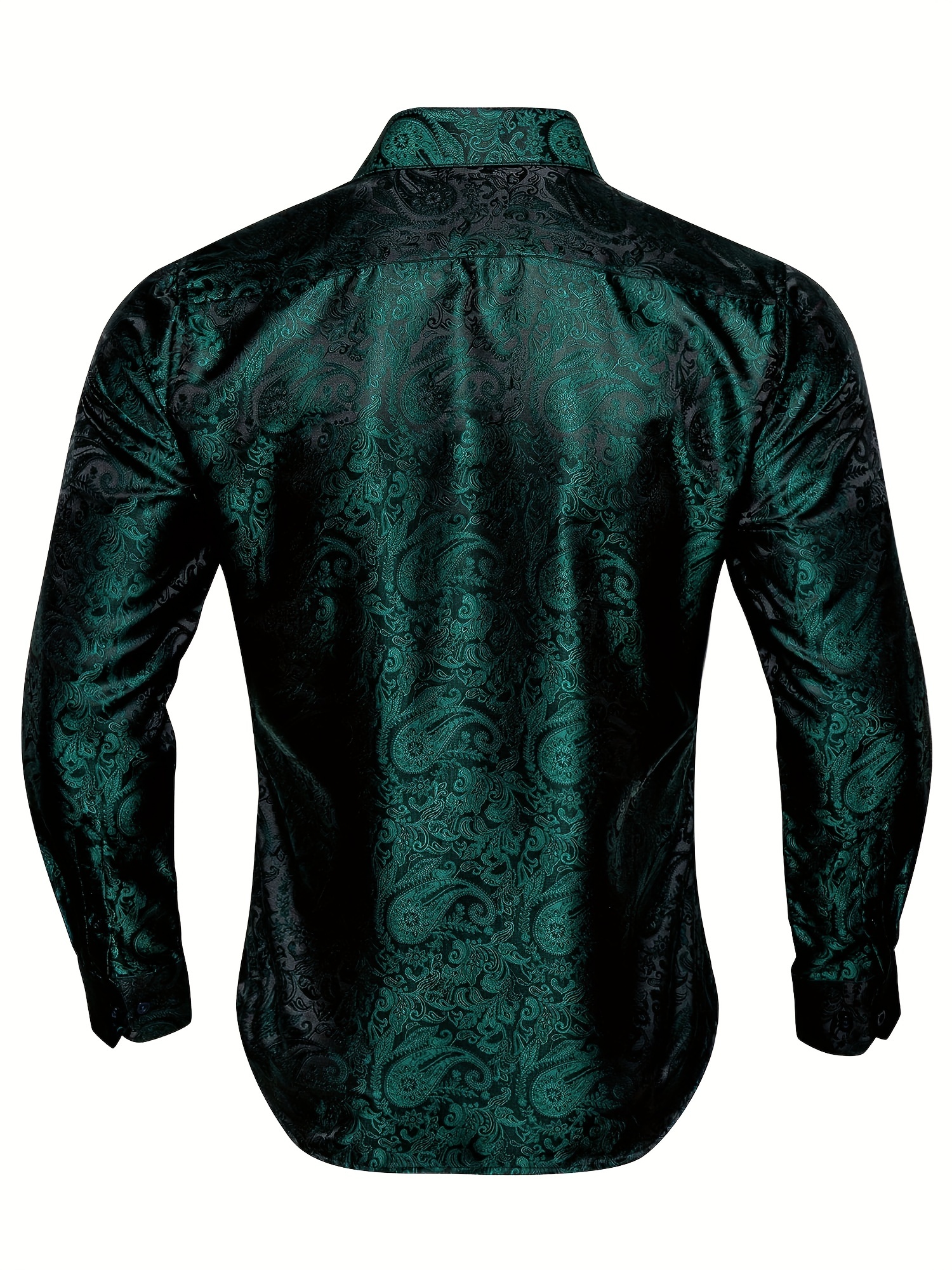 mens elegant green jacquard paisley long sleeve - Temu