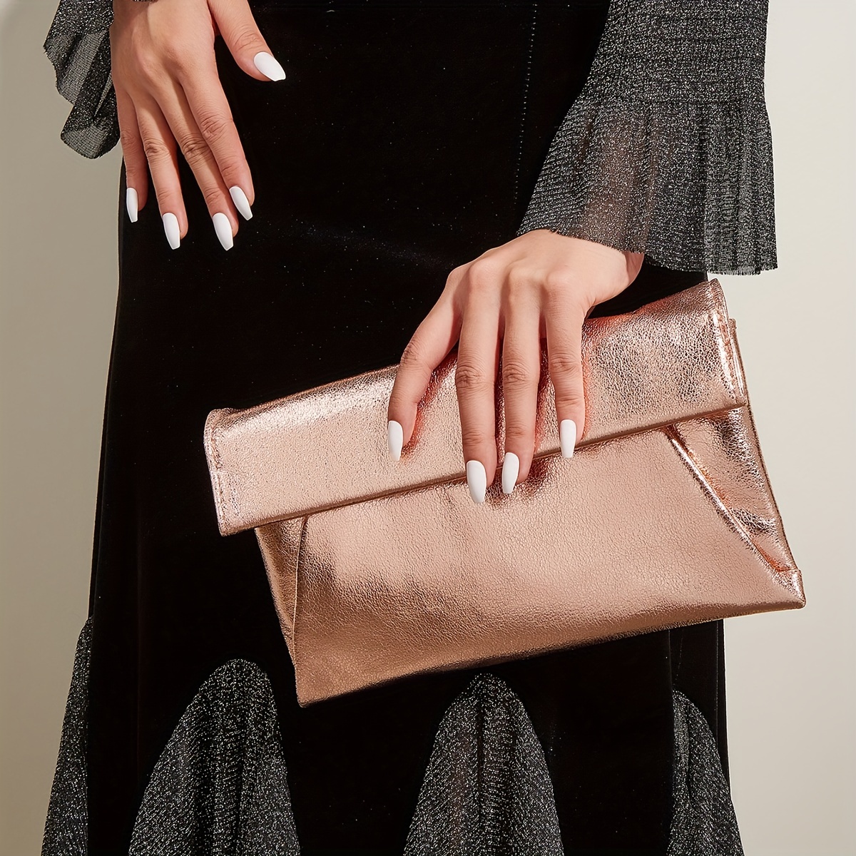 Metallic rose gold online purse