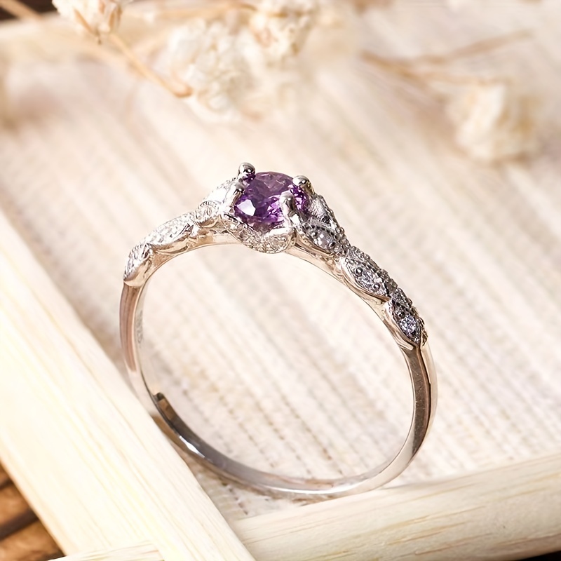 Men's Light Amethyst Couple Ring, Birthday Gift