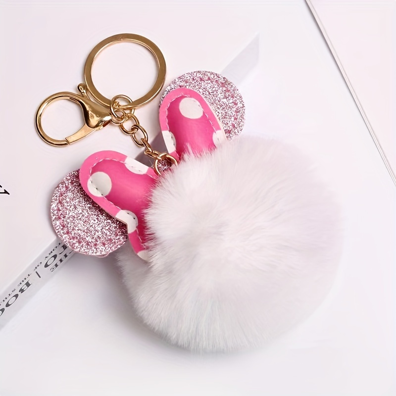 Valentine Large Cute Small Owl Women Bunny Bohemian Black Fluffy Mini Fur  Heart Pink POM POM Keychain Bulk Fur Ball with Bow Free Shipping with  Mirror Tassel - China POM Keychain, POM