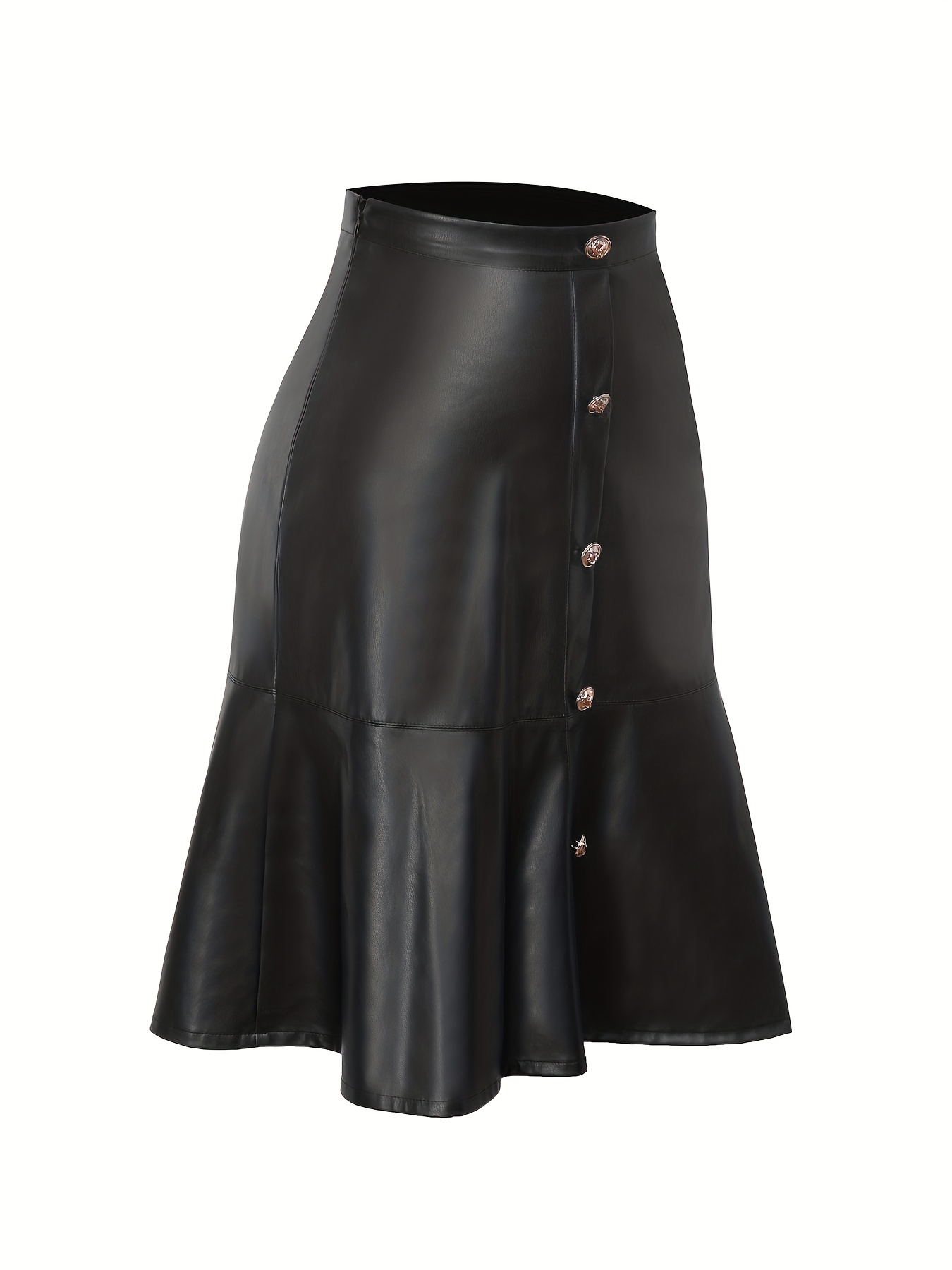 Leather ruffle 2024 midi skirt