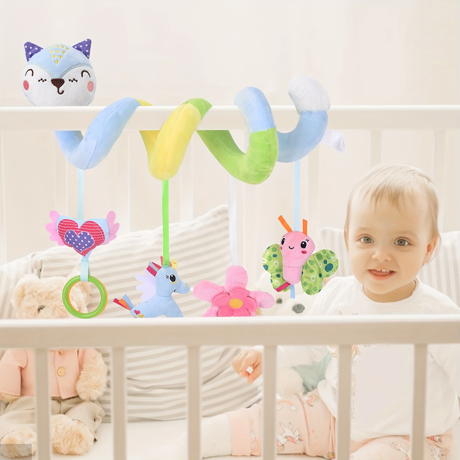 Baby Teething Ring Rattle Soothing Cloth Crib Hanging Doll - Temu Canada